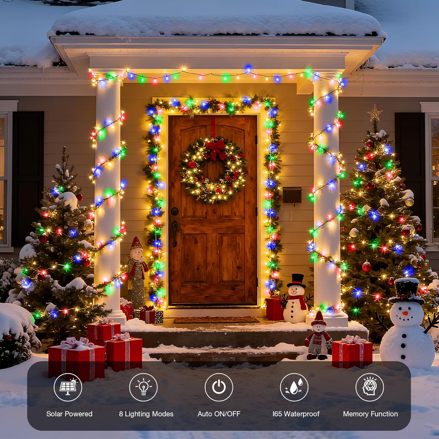 Solar Christmas Lights Outdoor,2 Packs Total 144ft 400 LED Solar String Lights with 8 Modes, Waterproof Christmas String Light for Patio Garden Party Tree Proch Holiday Xmas Decor(Multicolor)