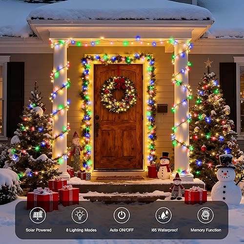 Miniatura 2 de Luces solares de Navidad para exteriores, 2 paquetes en total de 400 luces LED solares de 144 pies con 8 modos, tira de luces de Navidad