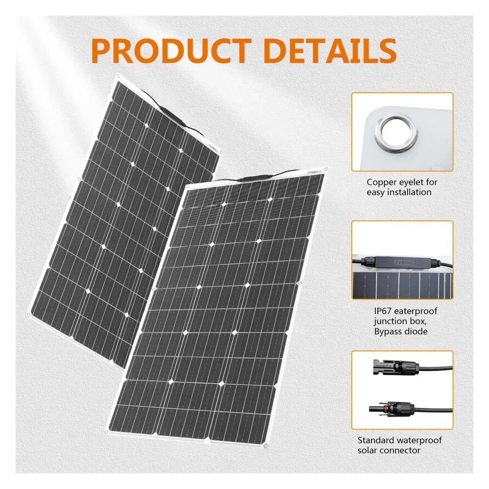 Panel solar flexible de 200 W for cobertizo de techo de autocaravana, solución de energía verde portátil con carga de batería de 12 V, fotovoltaica de 100 W | 100W Solar Panel