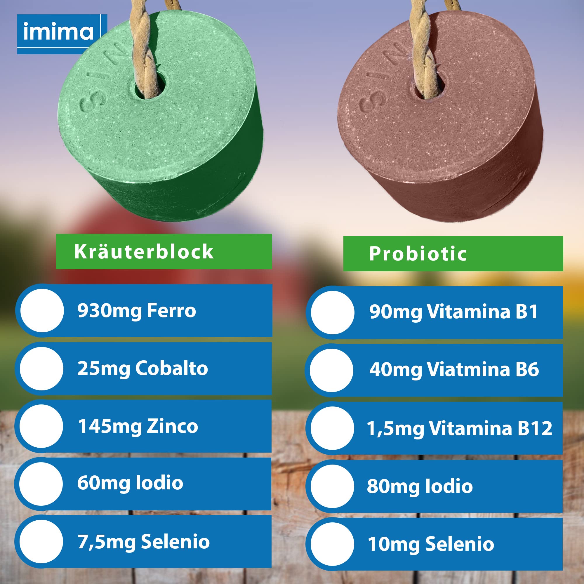 Lick-Bar Premium Set 4X 3kg con HerbalBlock, PROBIOTIC, MultiVitamin BRONCHIAL, PREMIUMBLOCK Set 4 x 3 kg - Pietre per leccare il sale per cavalli, pecore, capre, selvaggina e bovini