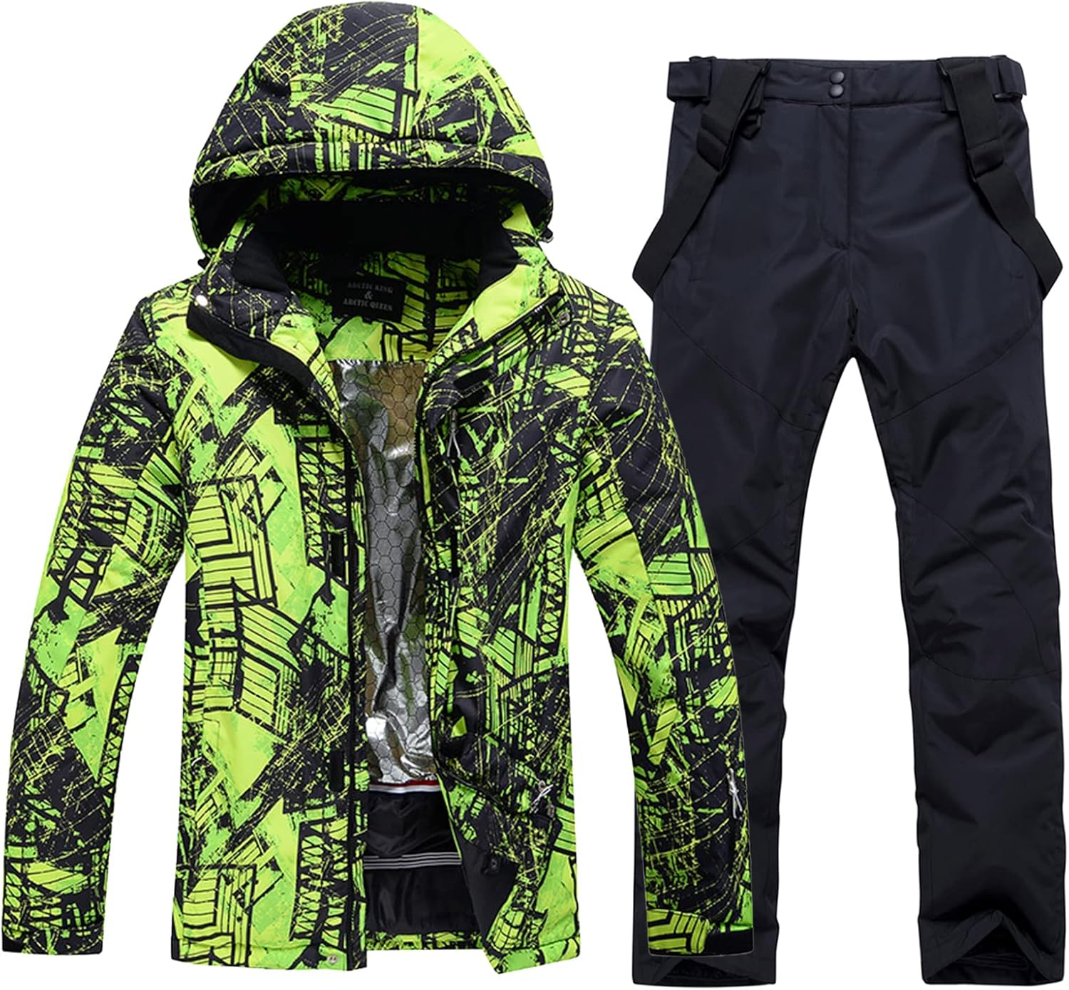 WOWULOVELY Men's Winter Snowsuit Waterproof Windproof Mountain Jacket and Pant Sets Insulated Snowboarding Skisuit