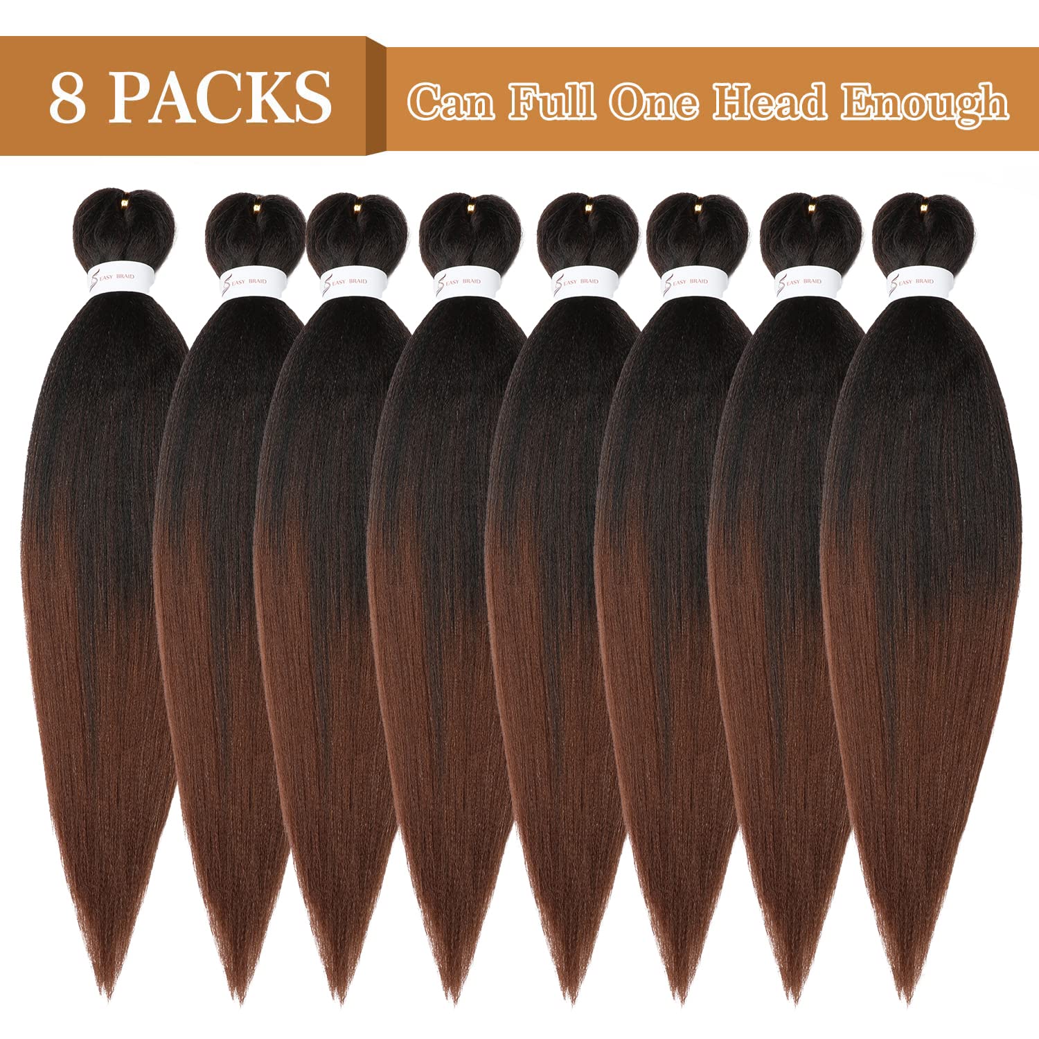 Amazon.com : Braiding Hair Pre Stretched 24 Inch 8 Packs  display picture 3