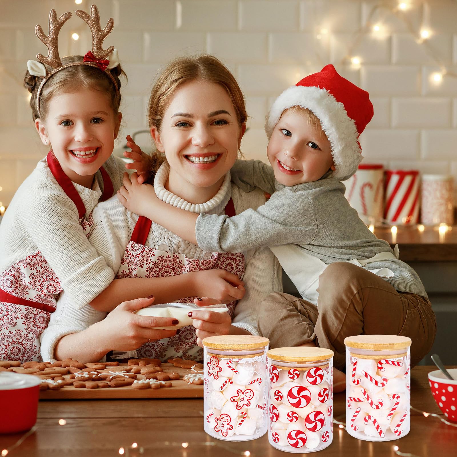 Amazon｜JarThenaAMCS クリスマスガラスストレージジャー 3個 レッド