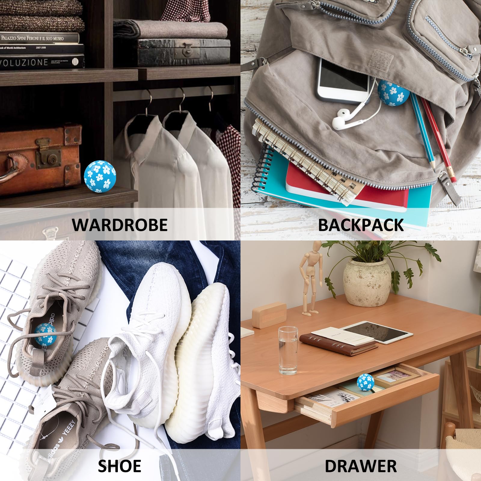 LA BELLEFÉE Luchtverfrissers Voor Schoenen Luchtreiniger Zakje van, met Actieve Bamboe Houtskool, Vochtabsorbers, Elimineert Geuren van Schoenen Kasten Auto's en Badkamers, 2 * 75g