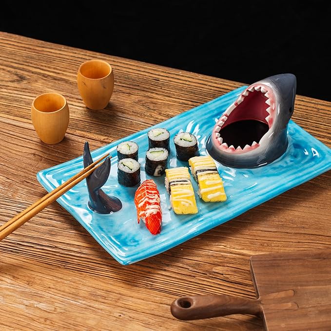 Plato de Cerámica para Sushi con Diseño de Tiburón miniatura 2