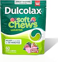Dulcolax Soft Chews Saline Laxative for Fast Gentle Constipation Relief, Mixed Berry Flavor, Magnesium Hydroxide 1200mg, 60 Count