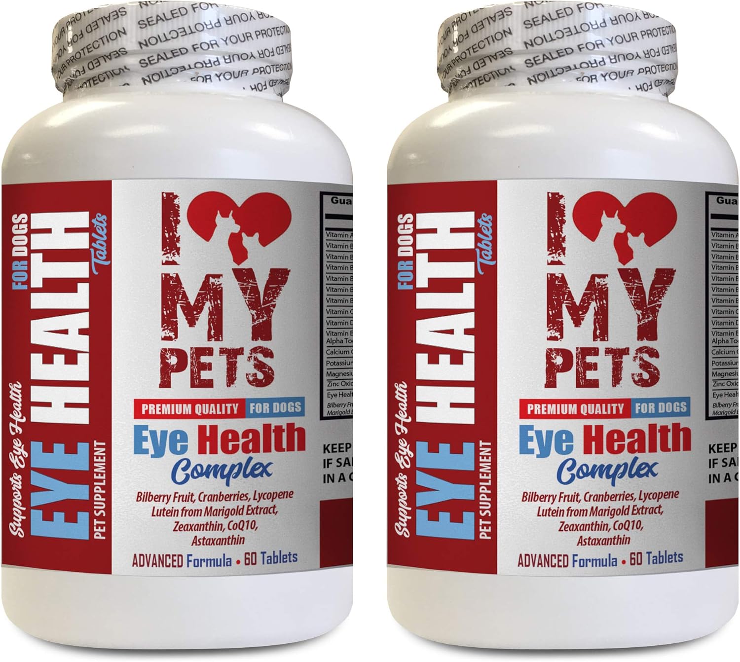 I LOVE MY PETS LLC Canine Eye Care - Dog Eye Health Complex - Premium Formula - Vet Recommended - astaxanthin for Dogs - 2 Bottles (120 Treats)