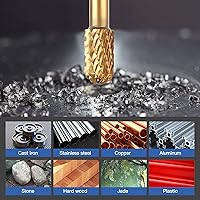 Vista 6 de HUHAO Juego de fresas de carburo 1/4 de vástago de 1/4, brocas de amoladora de herramientas rotativas, accesorios de archivo de escobilla de metal