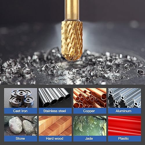 Miniatura 6 de HUHAO Juego de fresas de carburo 1/4 de vástago de 1/4, brocas de amoladora de herramientas rotativas, accesorios de archivo de escobilla de metal