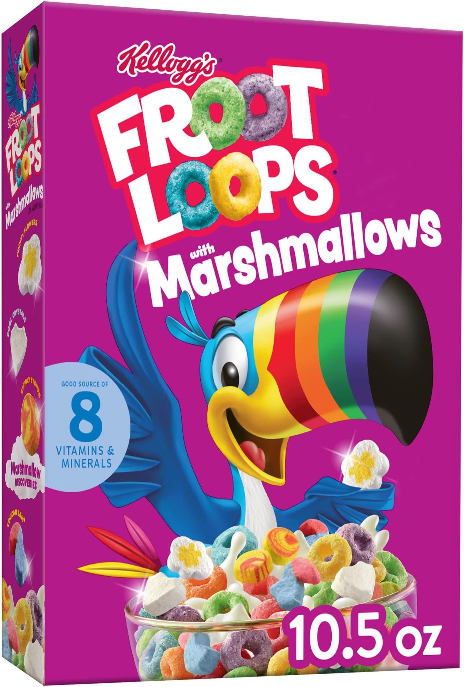 Kellogg's Froot Loops Breakfast Cereal with Marshmallows, Fruit Flavored, Breakfast Snacks with Vitamin C, Original with Marshmallows, 10.5oz Box (1 Box)