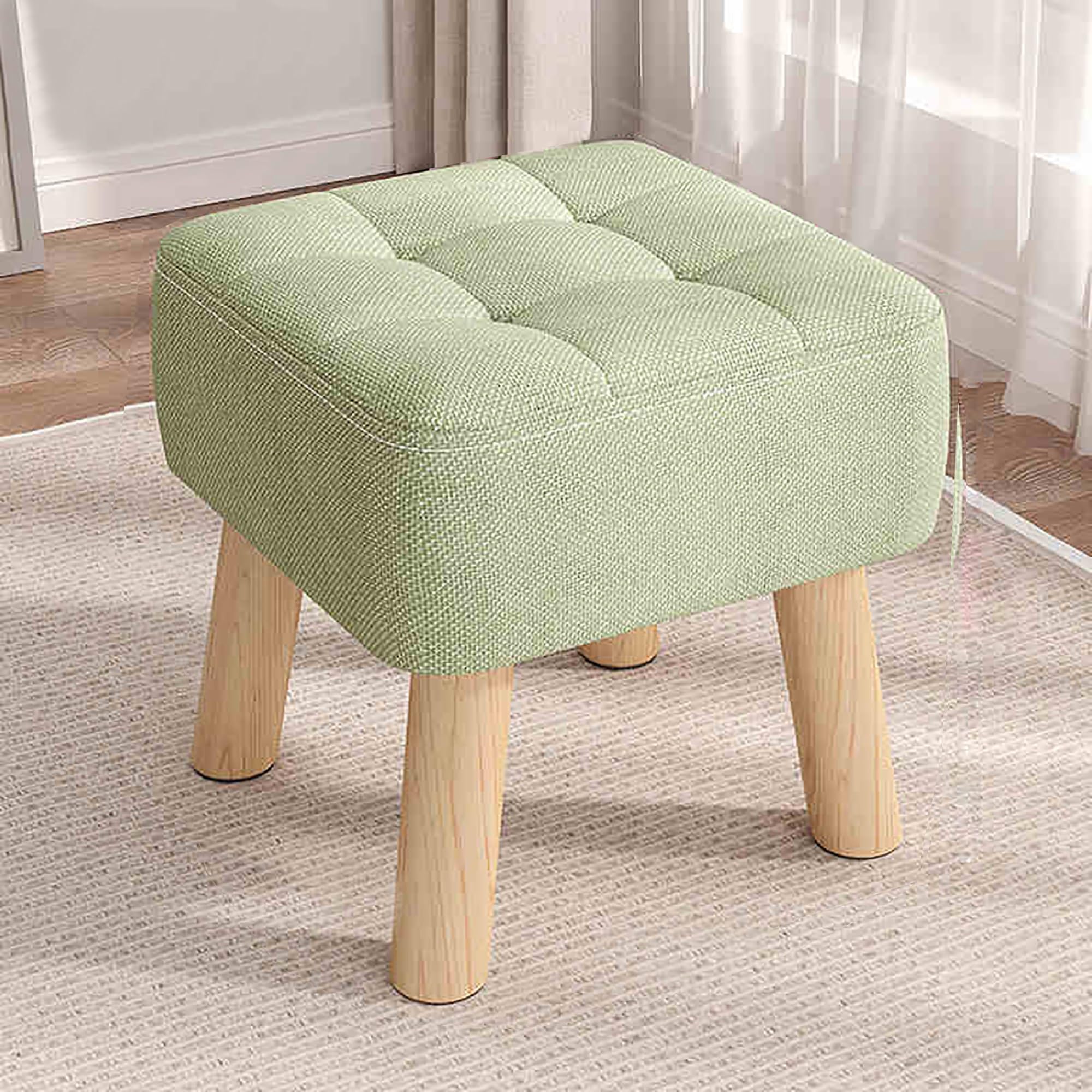 Pouf repose-pieds en cuir capitonné et petit tabouret rembourré multi-usages pour le salon