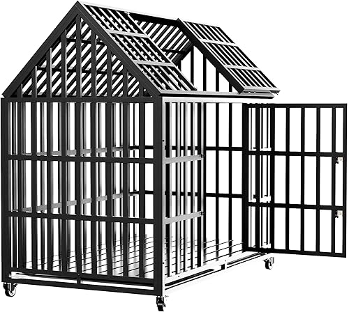 Miniatura 2 de Jaula para perros extra grande de 52 pulgadas, resistente a prueba de escapes, resistente y duradera de metal fuerte, jaulas para perros grandes con