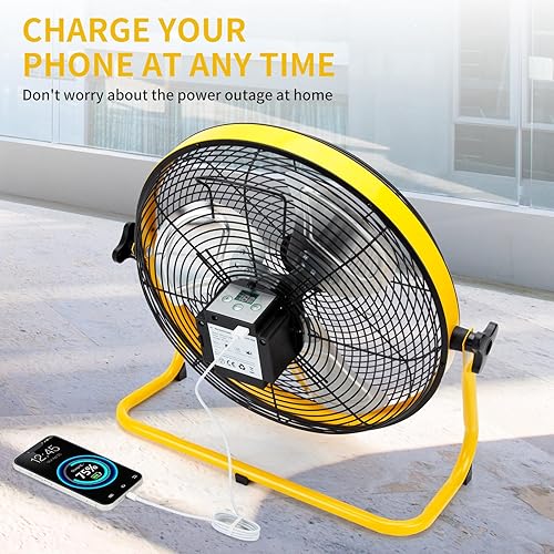 Miniatura 3 de Ventilador solar recargable portátil de 16 pulgadas para pisomesa, ventilador de circulación de aire alimentado por panel solar y cargador de CA de