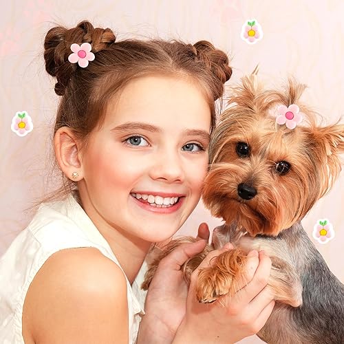 Miniatura 5 de 30 bonitos lazos para perros con bandas de goma, lazos para perros de tamaño pequeño, accesorios para el pelo de perro de flores, lazos hechos a