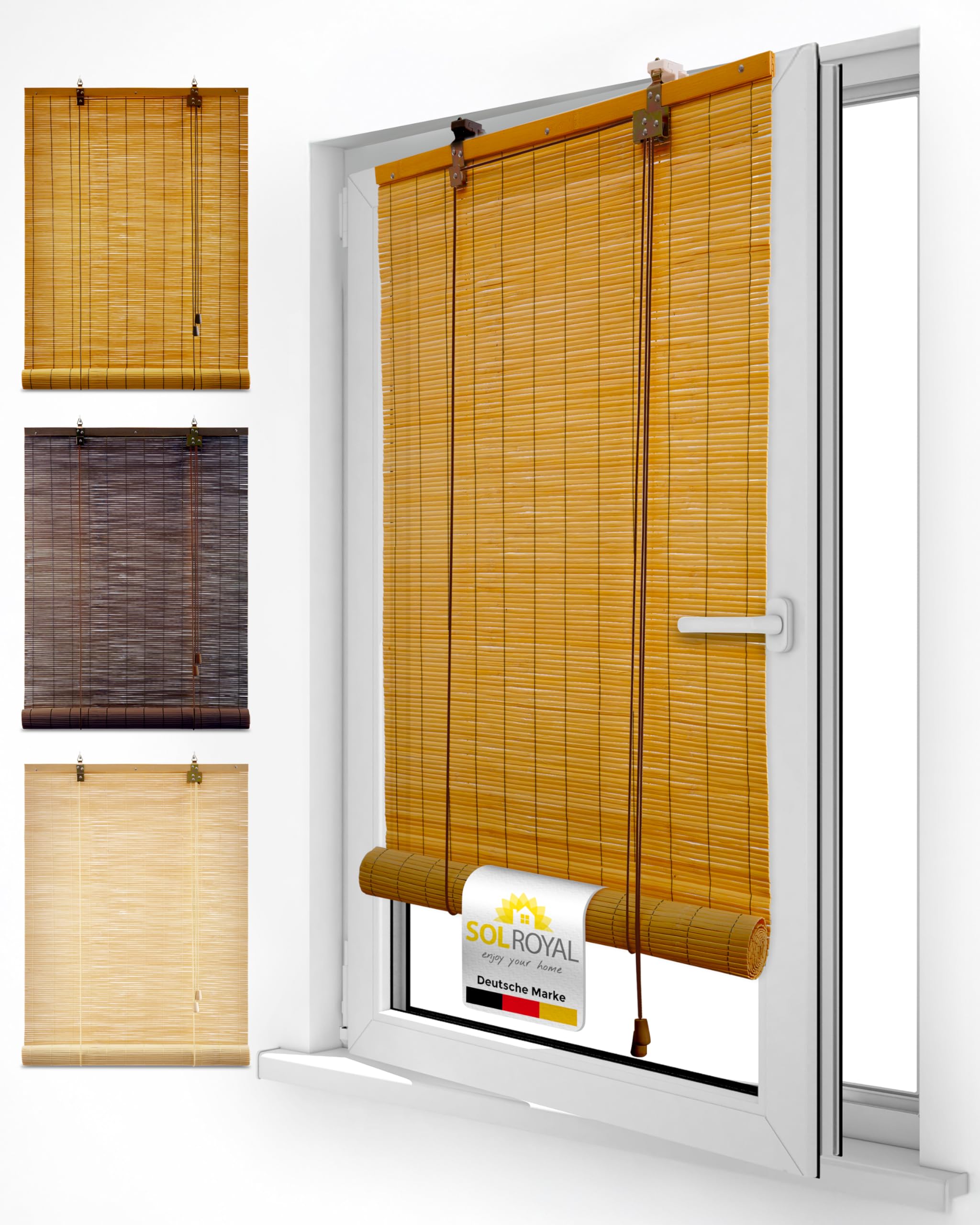 Amazon.de: Sol Royal Bambusrollo 140 x 160cm SolDecor B86 - Sichtschutz  Fenster Rollo Ohne Bohren - Raffrollo Bambus Inkl Klemmfix Trger -  Holzrollo Natur mit Kindersicherheitsclip - Bambus