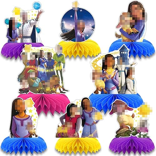 8 piezas de centros de mesa de película de deseos de dibujos animados, decoración de fiesta de cumpleaños con temática de deseos de princesa,