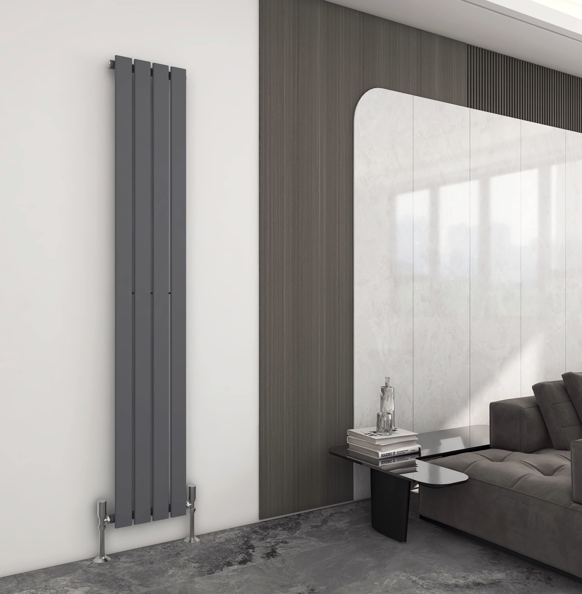 Mcc (, 1800X272 Mm Single) Radiator Horizontal Vertical Designer Flat Panel Central Heating Radiator Heater Grey