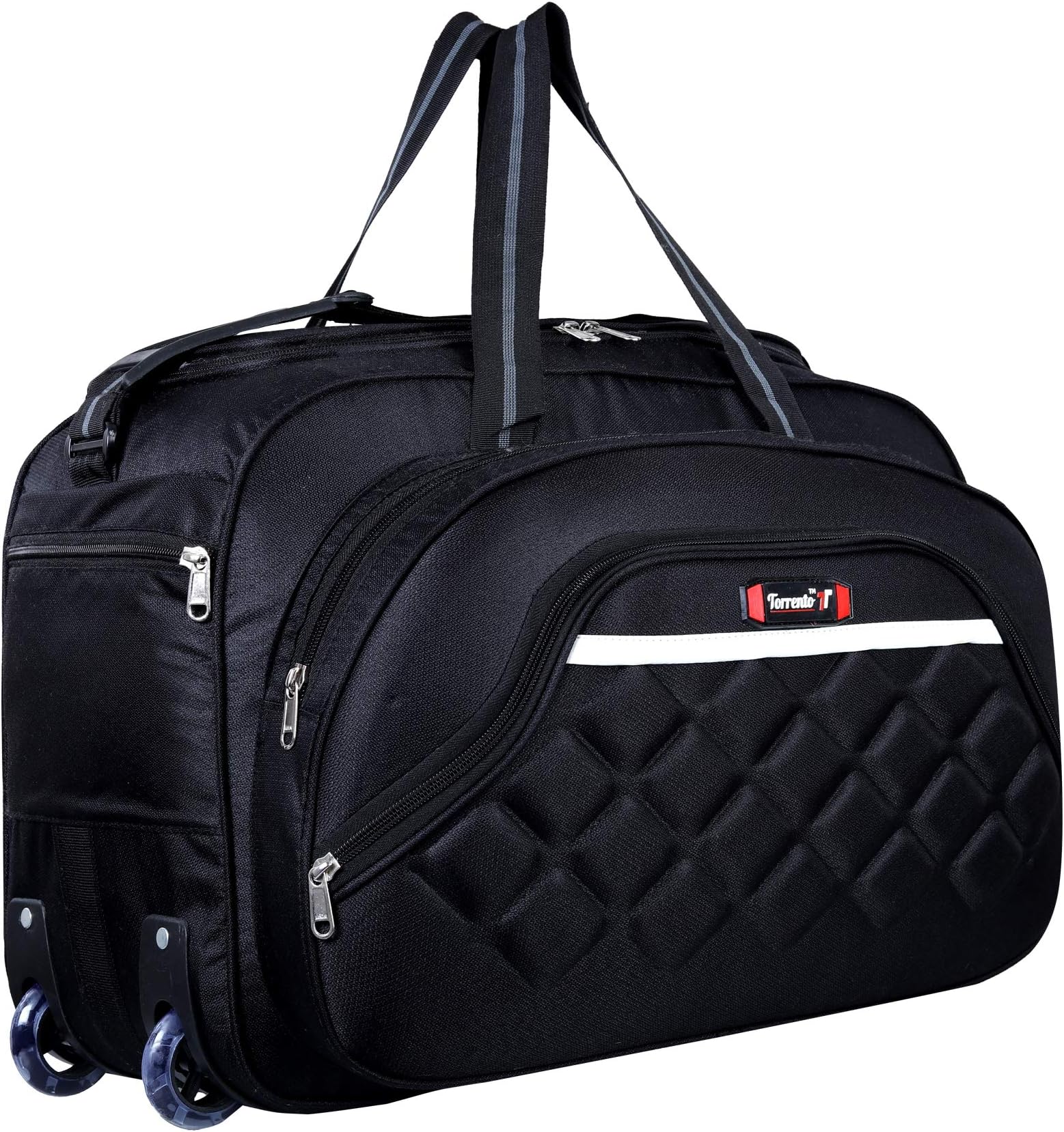 TORRENTO Stylish Quality Fabric Waterproof (Expandable) Lightweight 40 litres 22 Inch Travel Duffel Bag/Trolley/Cabin Luggage BLACK