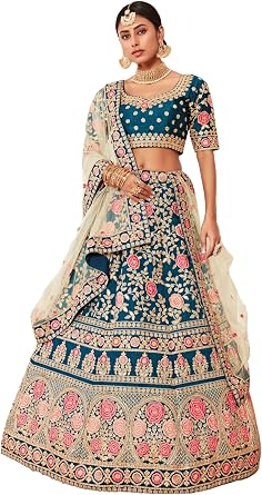 Indian Ready To Wear Lehenga Choli For Women With Duppatt and Stitched Blouse, Bridesmaid, Party, Festival Wear-7701