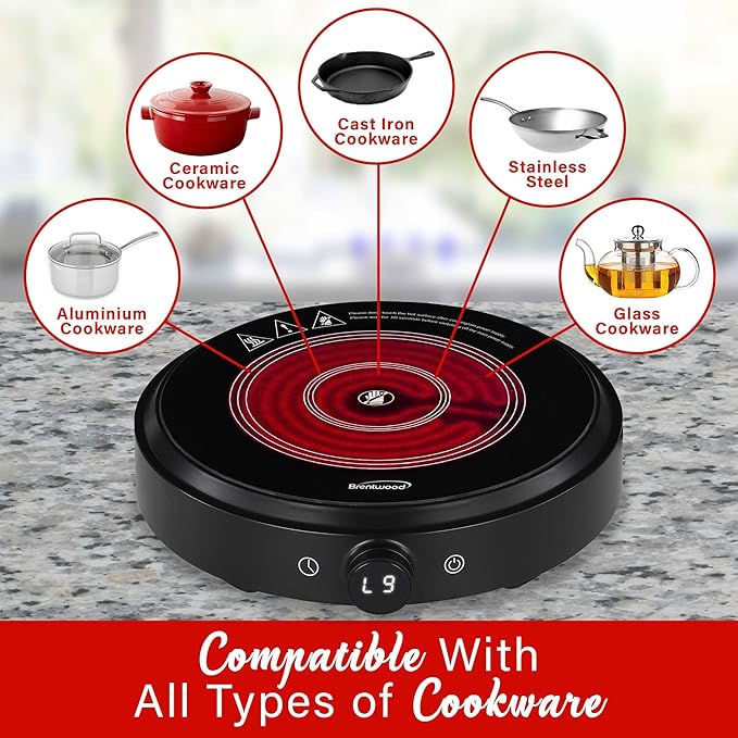 Estufa de un puesto 10 pulgadas vitrocerámica radiante 1500W miniatura 3