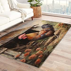 Amazon.com: Chicken Rug 3x4 ft, Rooster Area Rug, Farm Animal Rugs for ...