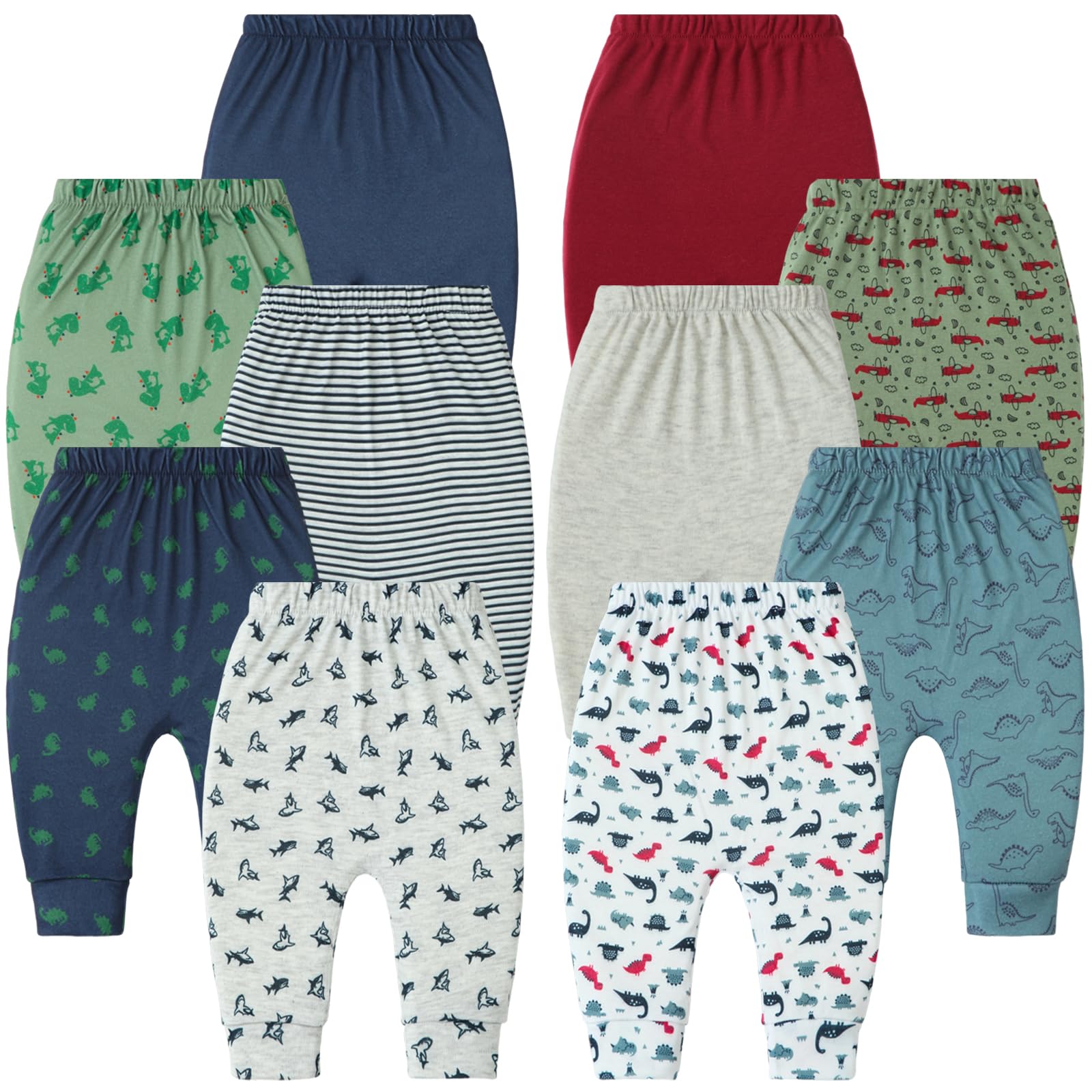 Hakochia Weiche und bequeme Babyhose aus 100 % Baumwolle, für Jungen und Mädchen, mit großer Kammer für Windeln von 0 bis 12 Monaten