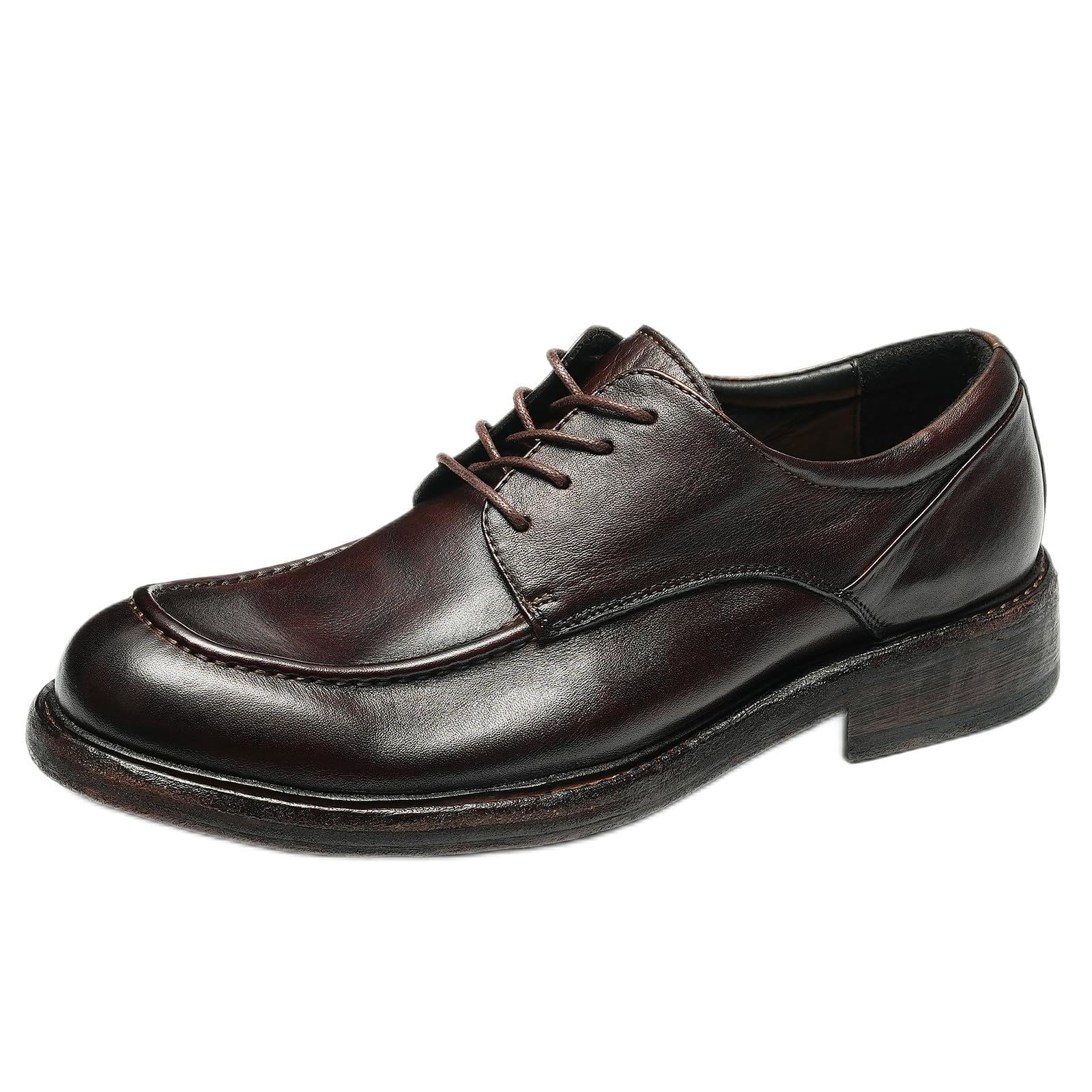 Derbys Vintage in Vera Pelle Morbida da Uomo Scarpa in Bovina Fatta a Mano Scarpe Stringate Affari Casuale