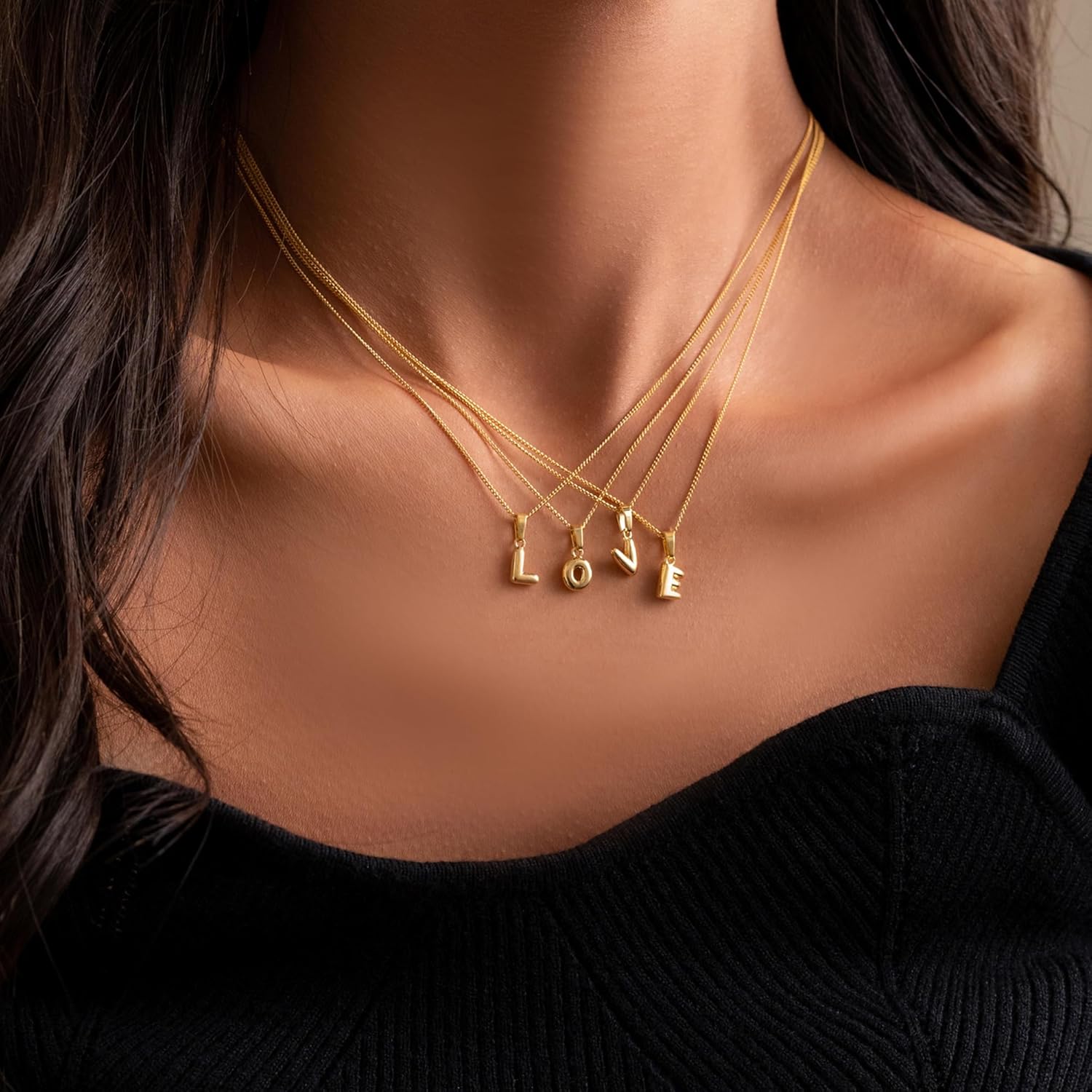 Initial Necklaces for Women, 14K Gold Plated Bubble Letter Necklace, Dainty Tiny A-Z Pendant Personalized Name Choker Necklace, Graduation Gifts Trendy Cute Gold Jewelry for Her - Image 3