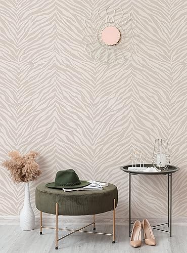 Miniatura 6 de Simple Shapes Papel tapiz con estampado de cebra, despegar y pegar (gris, paquete de 6 hojas, 2 x 9 pies)