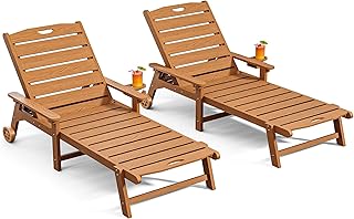 Outdoor Lounge Chair Set of 2 with 5-Position Adjustable, Outside Lounge...