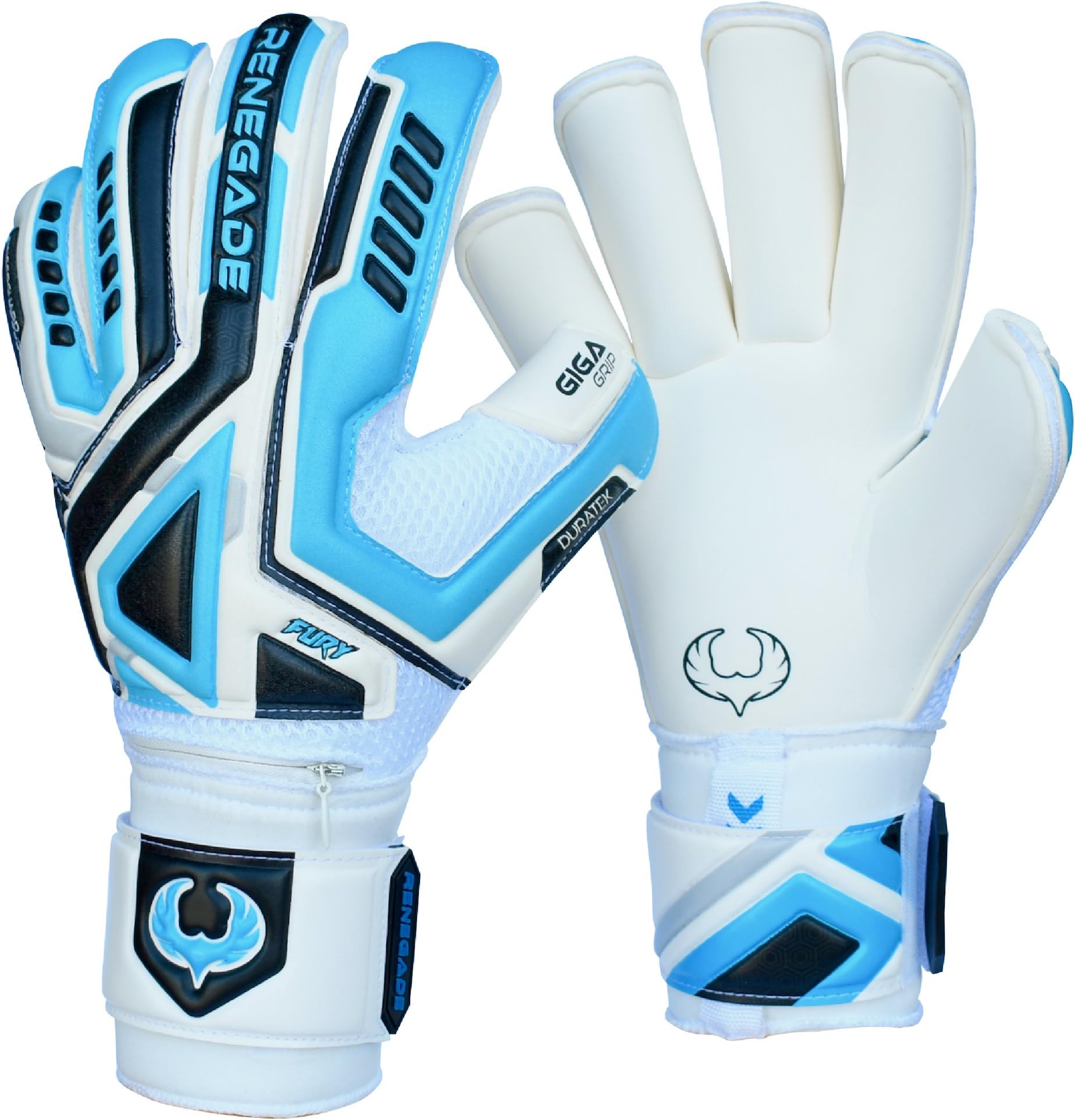Renegade GK Fury Goalie Gloves (Sizes 7-11, 7 Styles, Level 4) Pro-Tek Fingersaves | 4mm Giga Grip | High Perf. Pro-Level Goalkeeper Glove | Superior Grip, Protection, & Comfort | Adults, Juniors