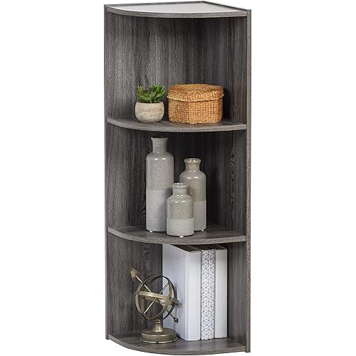 IRIS USA, Inc. Corner Bookcase, 3-Tiered Home Shelving, Ash Gray (CS-3S)