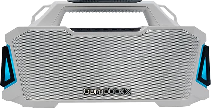 Bumpboxx Bluetooth Retro Boombox Thump, Up to 32-Hour Play Time, Rechargeable Battery, TWS Pairing, IPX6 Water Resistant Boombox with Powerful Bass, USB Port & Adjustable Strap Included, Cosmic White
