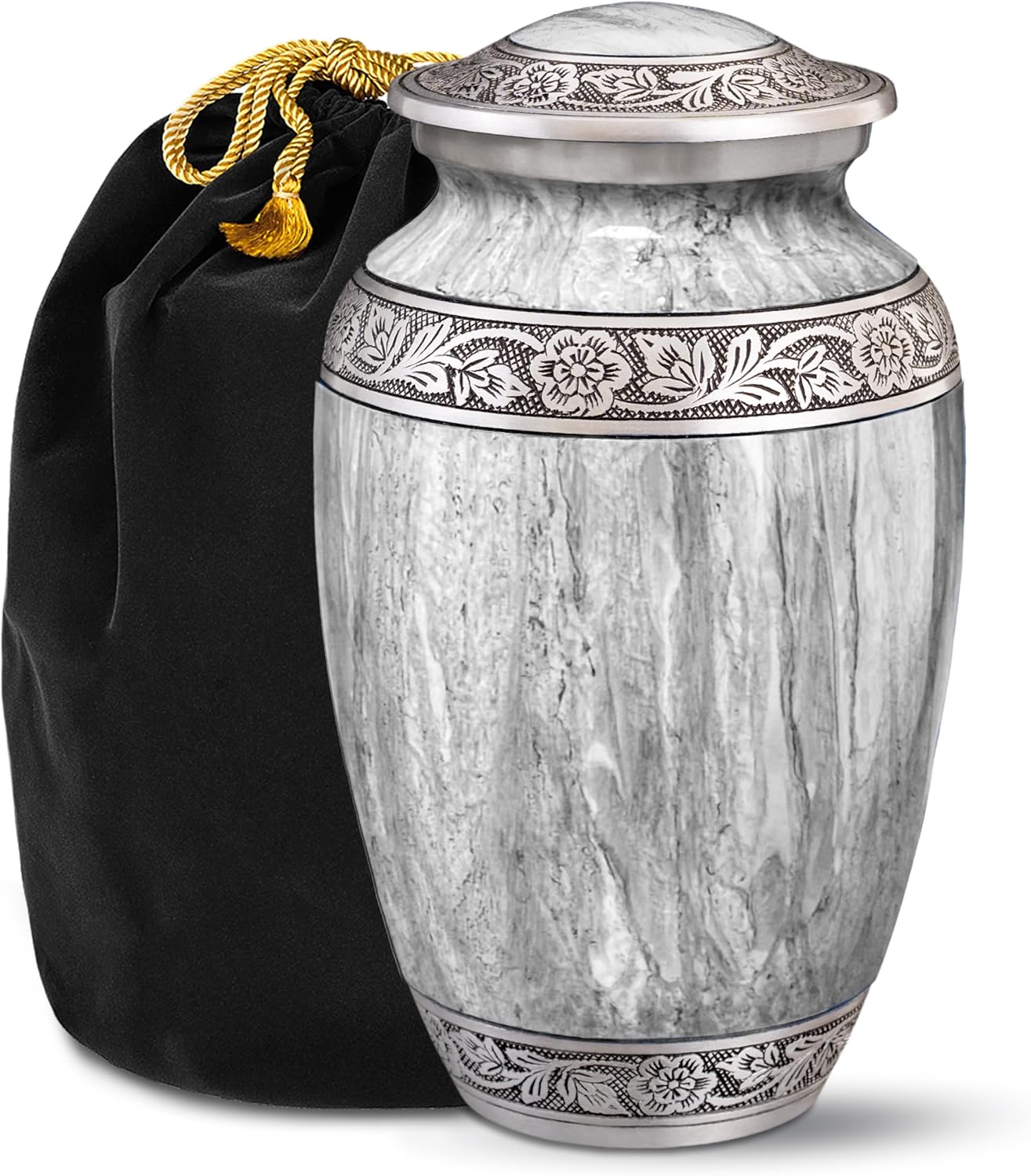 Light Gray Watercolor Urn for Ashes Adult Male – Large Cremation Urns for Human Ashes – Memorial Funeral Urn for Men & Women, Home Display, or Burial