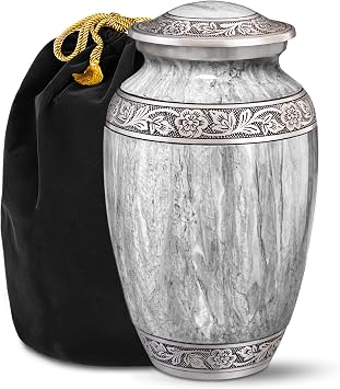 Light Gray Watercolor Urn for Ashes Adult Male Large Cremation Urns for Human Ashes Memorial Funeral Urn for Men & Women, Home Display, or Burial