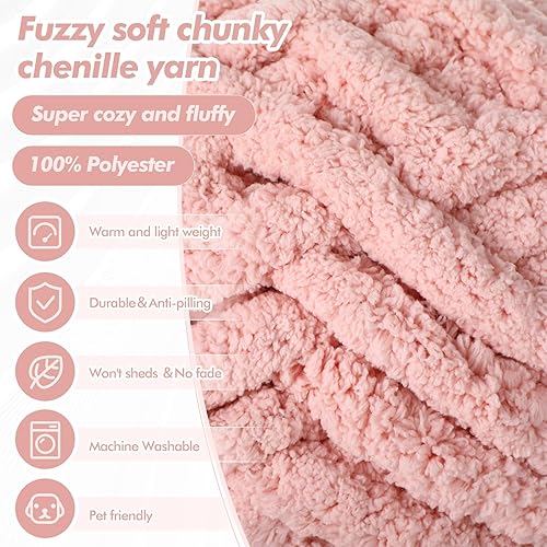 Miniatura 3 de Demissle Paquete de 18 hilos de felpilla grueso, 29.5 yardas cada madeja, hilo de punto grueso suave y grueso, para tejer a mano, ganchillo,