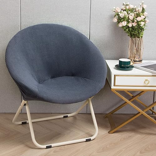 Miniatura 3 de SearchI Funda elástica para silla redonda con platillo solamente, fundas de repuesto de jacquard para silla de luna, protector de asiento extraíble