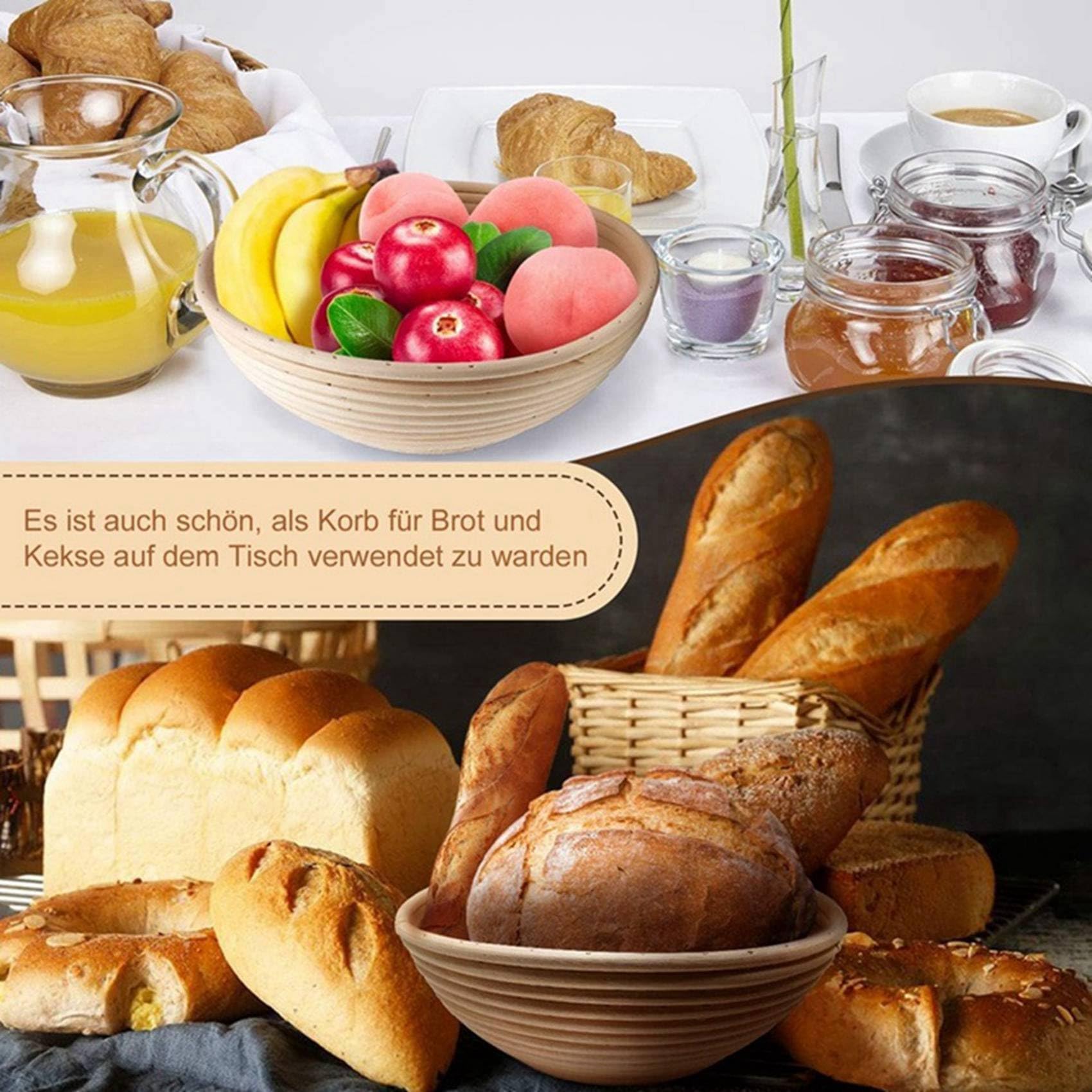 Juego redondo, 8 cestas de levadura para pan y masa de pan, cesta de fermentación Banneton con insertos de , juego de espátulas redondas
