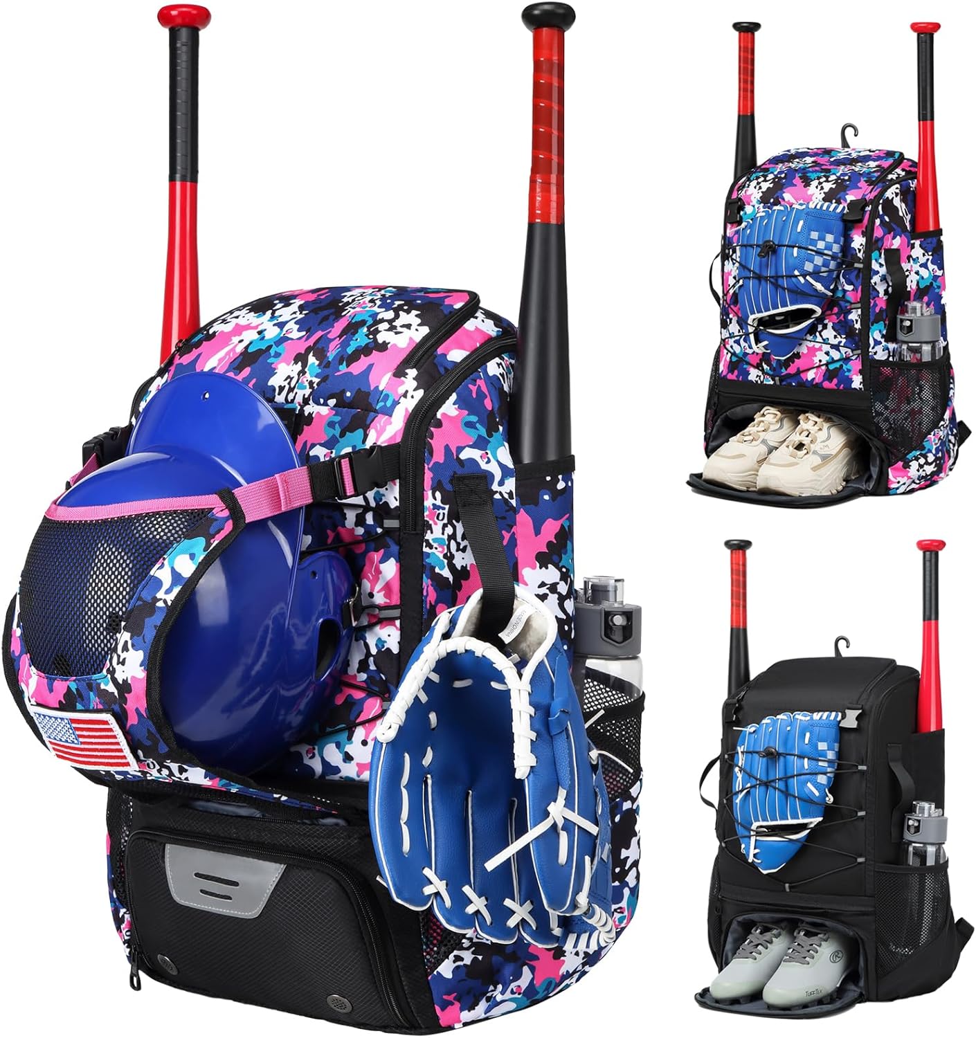 Softball Bag,Softball Bat Bag For Youth Adults,Baseball Bag with Fence Hook for TBall Bat