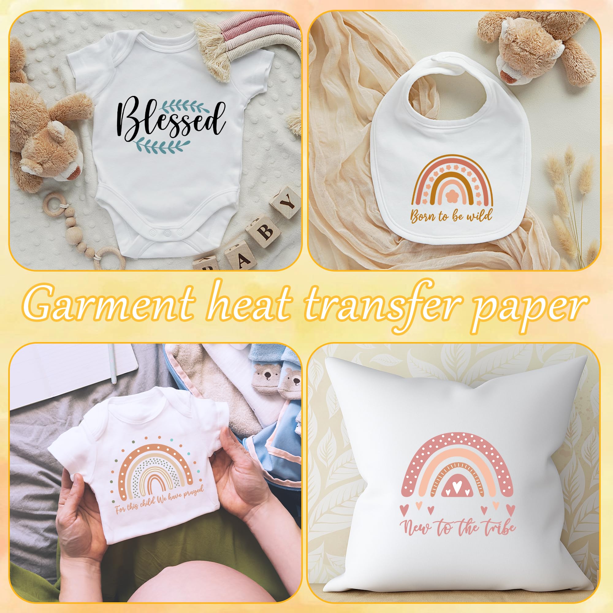 Prasowanie dla niemowląt, zestaw dekoracji na baby shower, naprasowanie na gorąco na koszulki, bluza z kapturem, śliniaki (tęczowy 203)