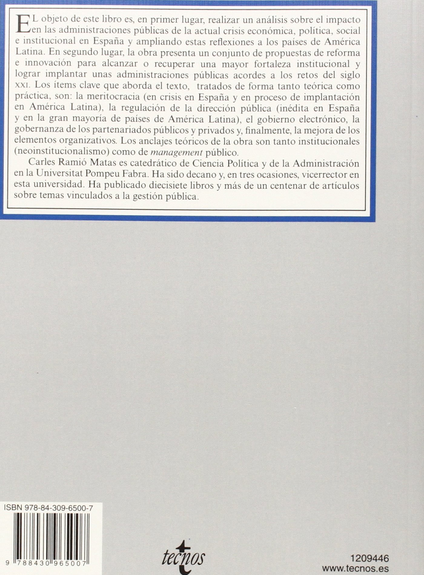 Administración pública y crisis institucional. Estrategias de reforma e innovación para España y América Latina (Derecho - Biblioteca Universitaria de Editorial Tecnos)