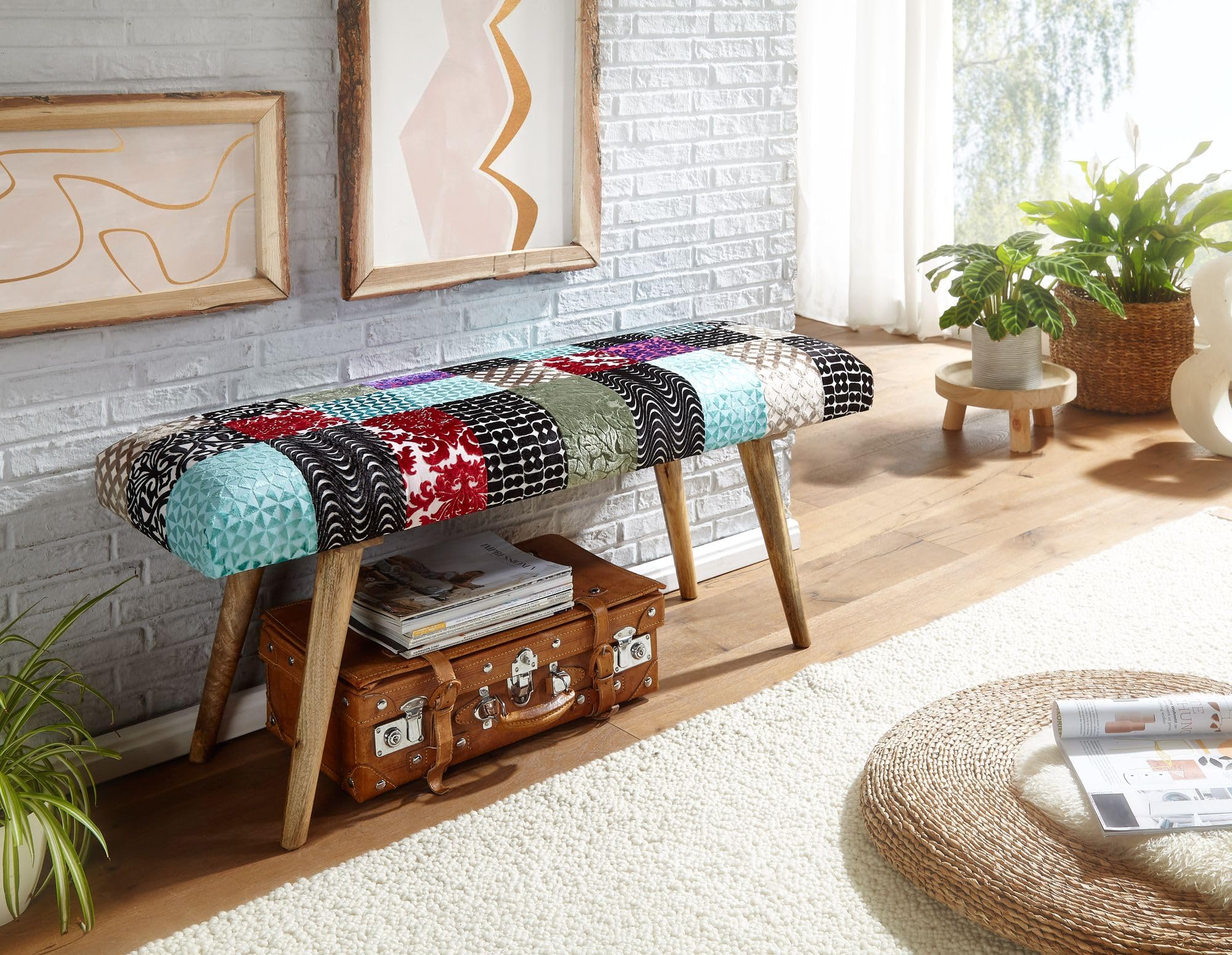 Panca Da Ingresso In Legno Massello Di Recupero Multicolore – 60x35x45 Cm – Con Gambe In Metallo – VidaXL - 4