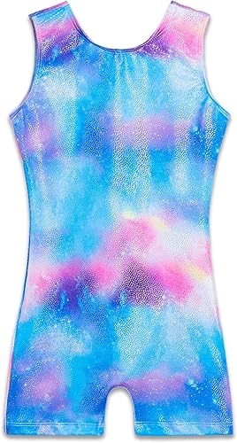 TENVDA Gymnastics Leotards for Girls 2-12 Years Old Sparkly Multicolor Kids Tumbling Biketards Unitard