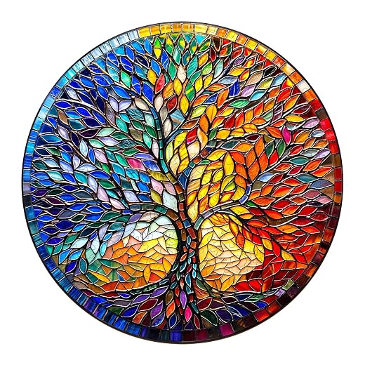 Holzpuzzle Erwachsene, 300 Teile Bunt Glas Baum Holz Puzzle Erwachsene, 34x34cm Wooden Puzzle, Unregelmäßige Einzigartige Puzzle, Holzpuzzle Tierform, Holz Puzzle Mit Geschenkbox Aus Holz