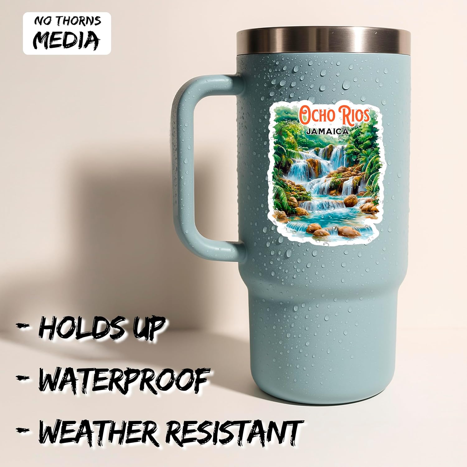 Ocho Rios Jamaica Sticker 4 Inch 2-Pack - Waterproof Vinyl Decal for Laptop Water Bottle Car Tumbler - Durable Aesthetic Long-Lasting Stickers for Adults ID45039 - Image 2