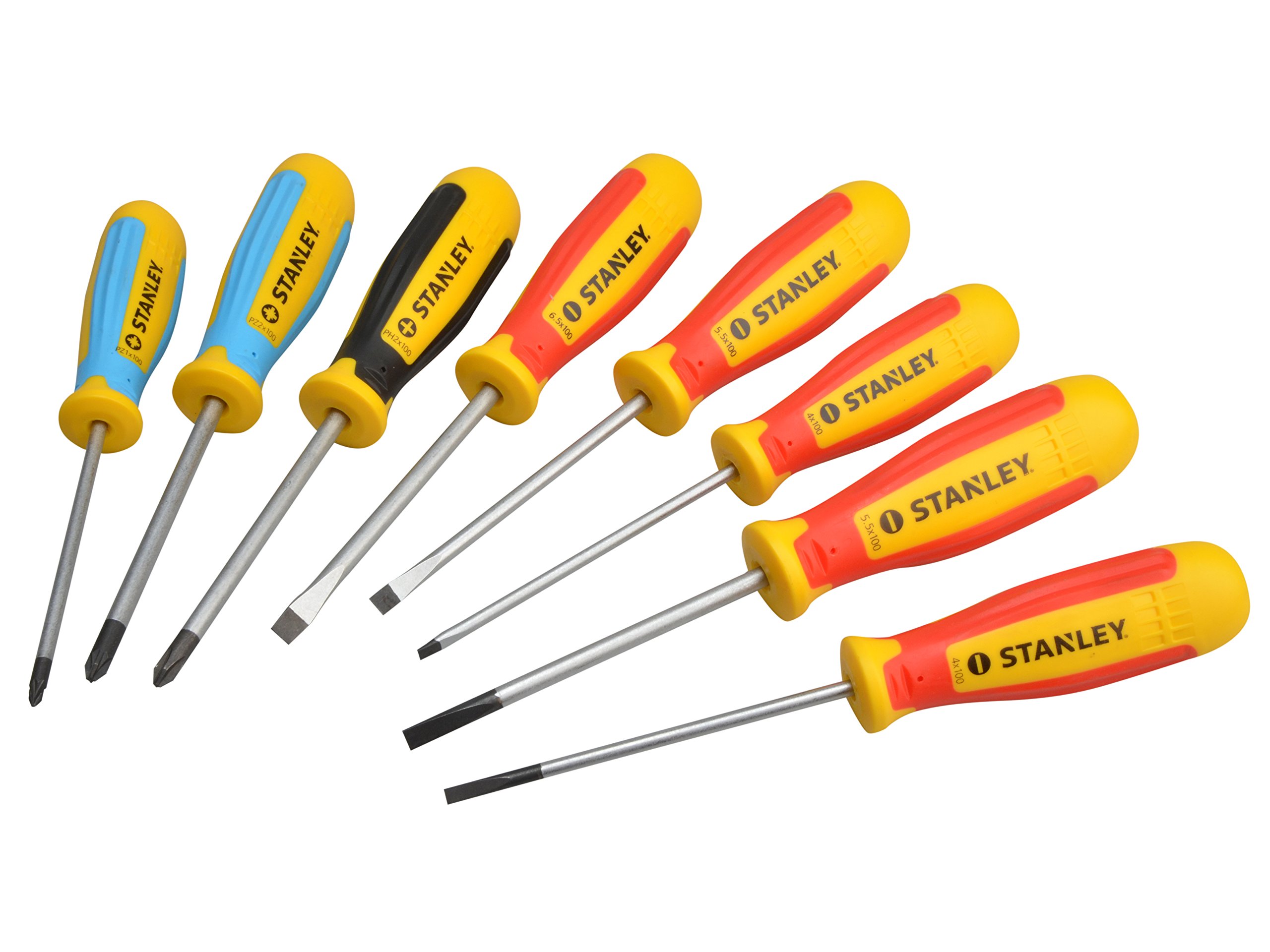 Stanley Magnum Schraubendreher-Set | 8-teilig | Mit Farbigen Griffen Für Sicheren Halt | Für Profis & Heimwerker