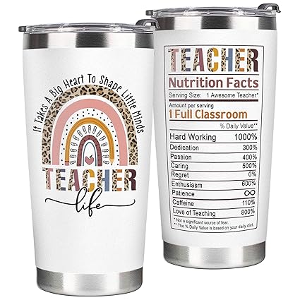 Teacher Gifts For Women - Teacher Appreciation Gifts From Students - Gifts for Teachers - Teacher Gifts For Birthday, Appreciation Week, Back To School - Teacher Valentine Gifts 20 Oz Teacher Tumbler