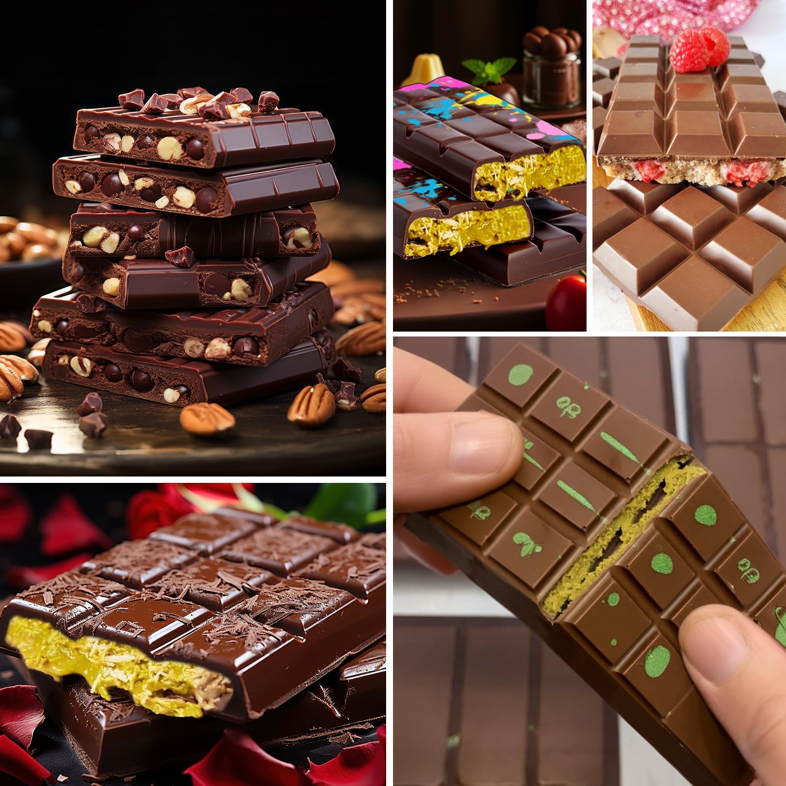 Stampi Per Cioccolato Dubai - 2 Pezzi In Silicone, Per Barrette Da 200g, Lavastoviglie - Foto 4