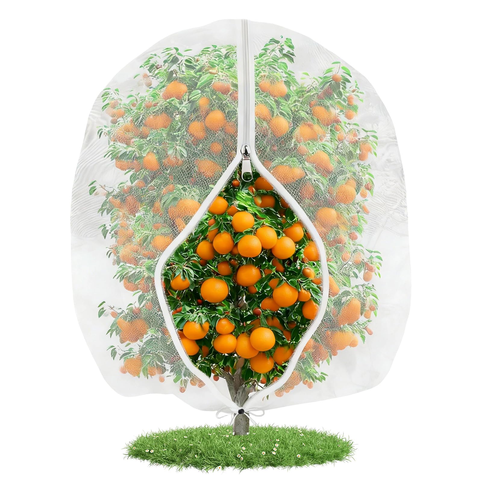 Fruit Tree Netting - 183x183cm, Reusable Plant Protection Cover with Zipper and Drawstring, Garden Nettings Mesh Fine Bags, Fruit Tree Netting Bags for Fruit Trees, Outdoor Bush Nets