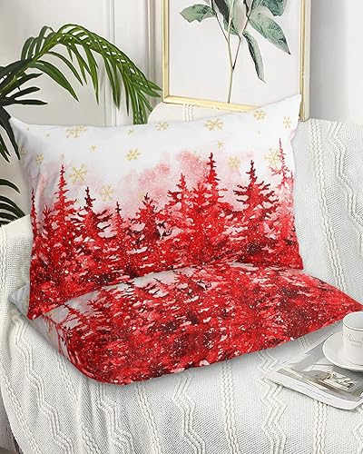 Miniatura 9 de Fundas de almohada de invierno con diseño de muñeco de nieve tamaño Queen, 2 paquetes de fundas de almohada suaves para sofá, funda de cojín lumbar